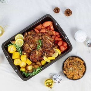 Grilled Chicken Platter with Creamy Mushroom Ragoût