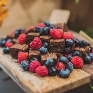 11083Mini Fudgy Brownies with Seasonal Berries