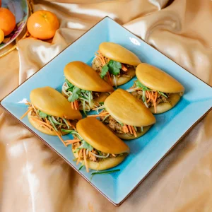 Szechuan Pulled Pork Collar with Golden Lotus Leaf Bun